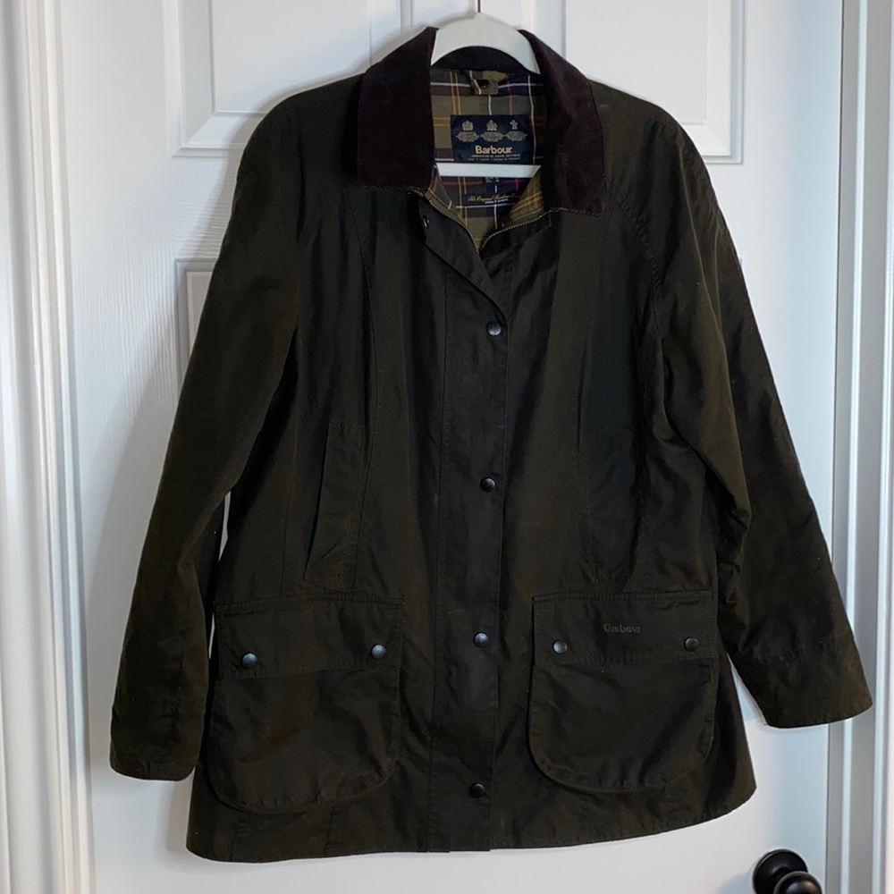 BARBOUR original tartan green and plaid waxed jacket